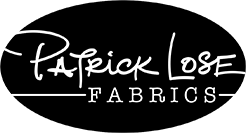 A black and white logo for patrick lee fabrics.